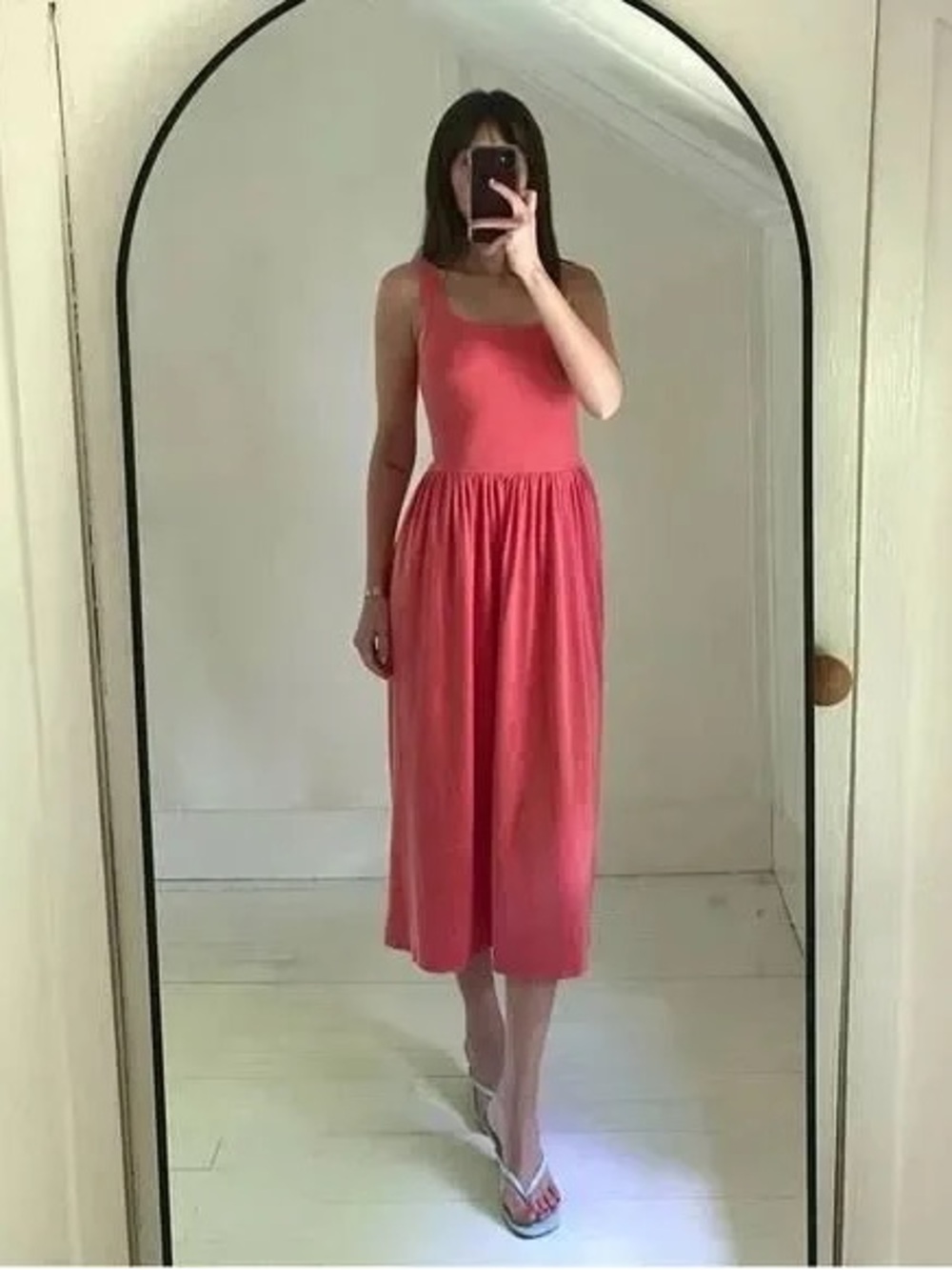 Sundry Anthropologie Mixed Media Cotton Faded Pink Tank Midi Dress XL